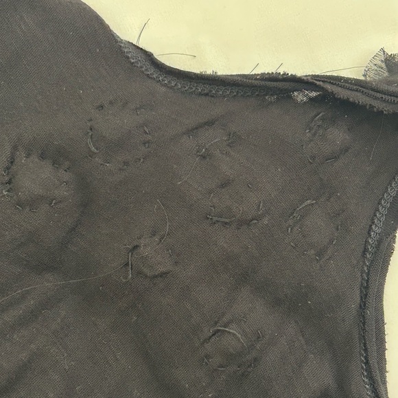 Lush Brand Black Flowy Tank Top Tunic Flower Embellished Sz XS/SM 100% Rayon - Picture 10 of 15